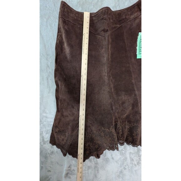 Multiples Sz12 Dead Stock Boho leather Brown Skirt Cowgirl Country Rodeo Y2K - Picture 12 of 12